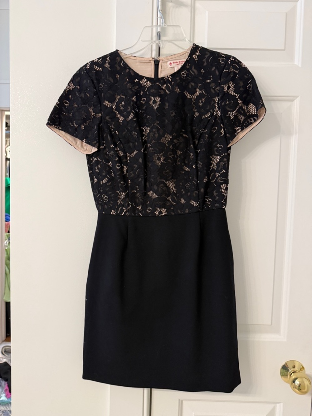 Brooks Brothers Black Lace and Nude-Underlay Mini Dress